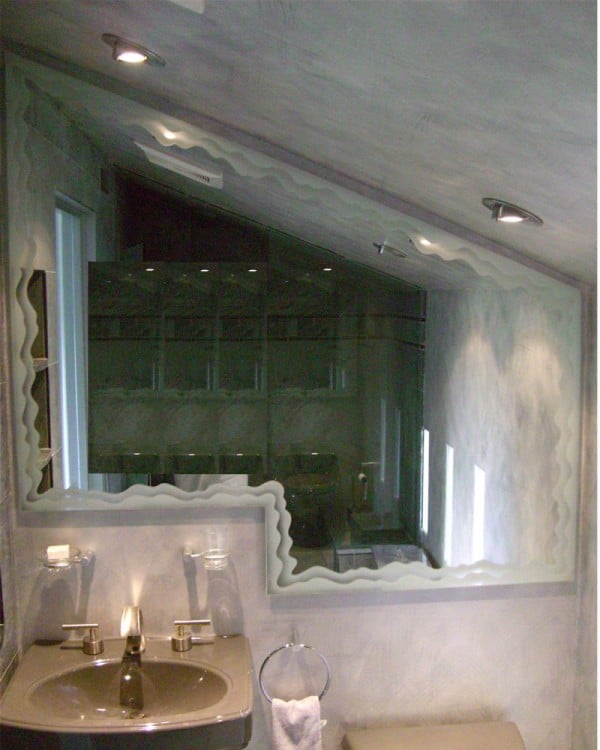 custom bathroom mirror wave