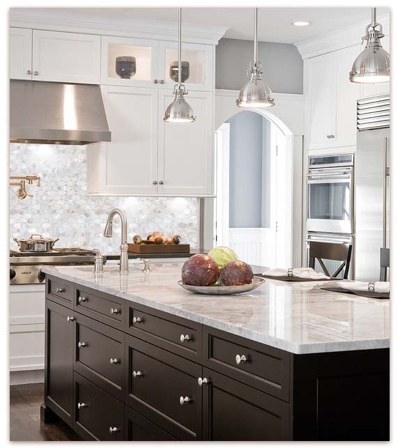 mother of pearl kitchen tile backsplash