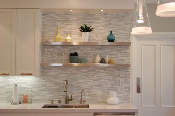 metal shelf kitchen tile backsplash