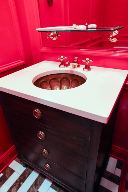 Festive Stylish Vanity with Beautiful Gold Leaf Sink