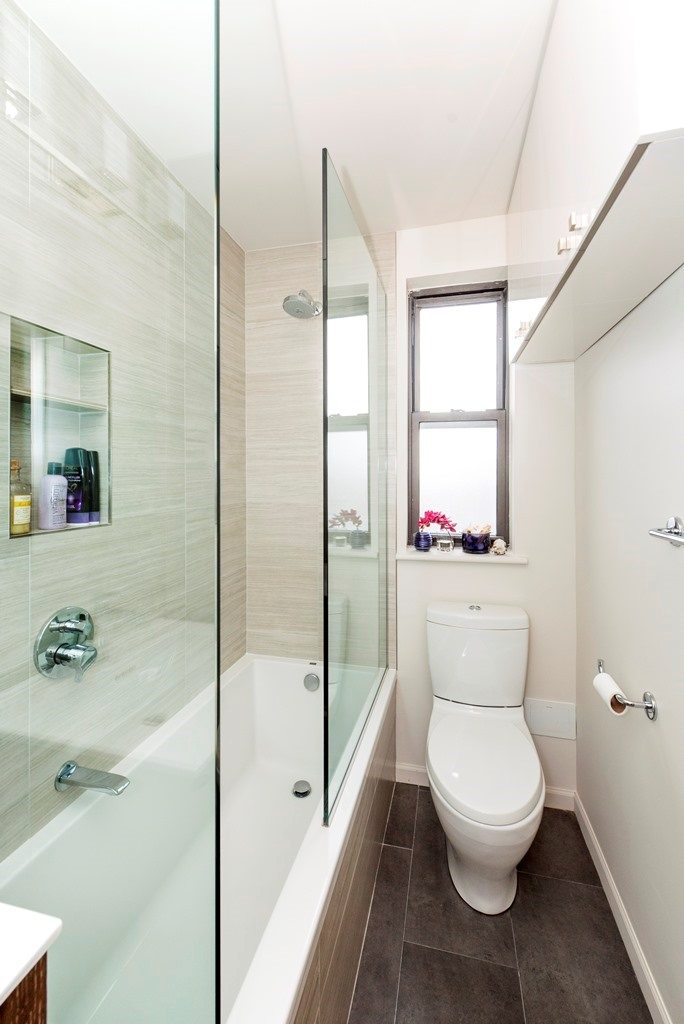 white bathroom with bright elements