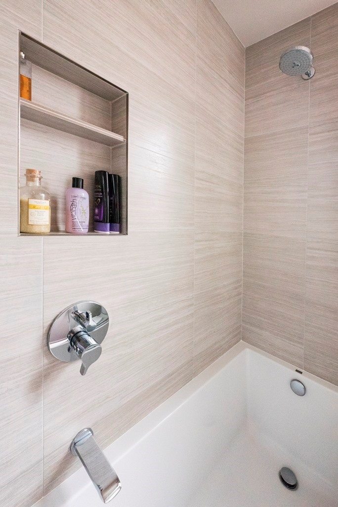 white bathroom with bright elements