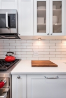 kitchen with subway tile elements