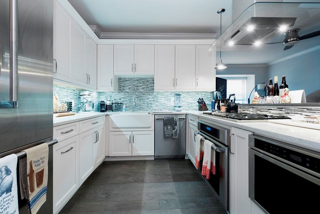 modern kitchen with stainless steel appliances