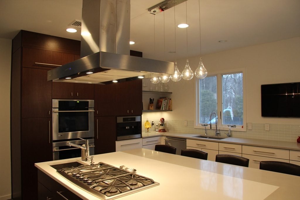 modern kitchen with stainless steel appliances