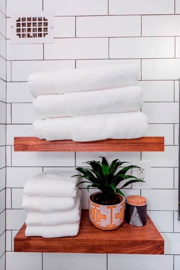 White Tile with Dark Grout bathroom