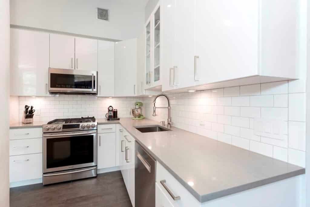 White Tile with Dark Grout. in kitchens NYC