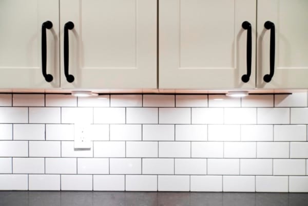 White Tile with Dark Grout kitchen