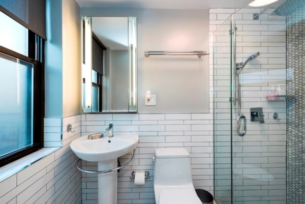 White Tile with Dark Grout bathroom NYC