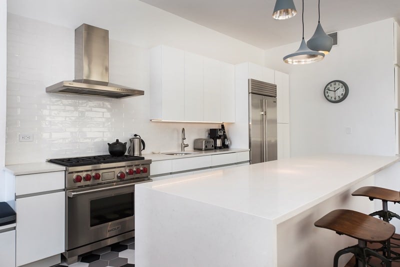 kitchen in white and pastel colors