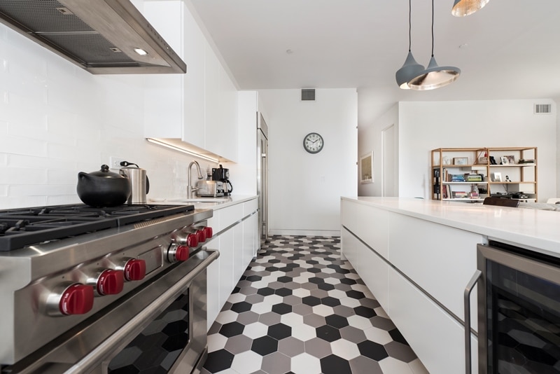 kitchen in white and pastel colors