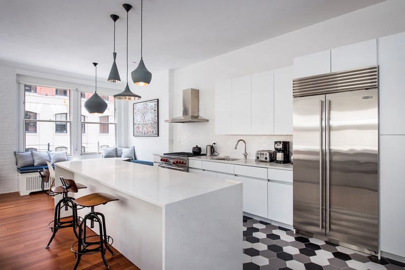 kitchen in white and pastel colors