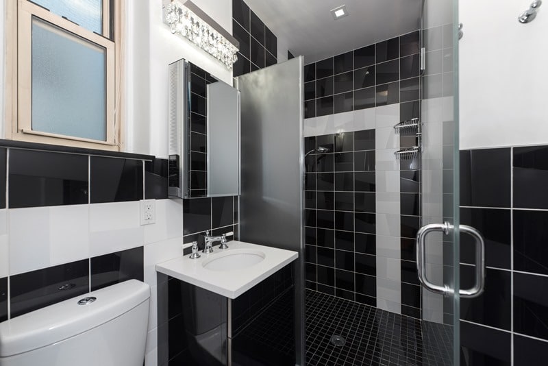 white and black bathroom