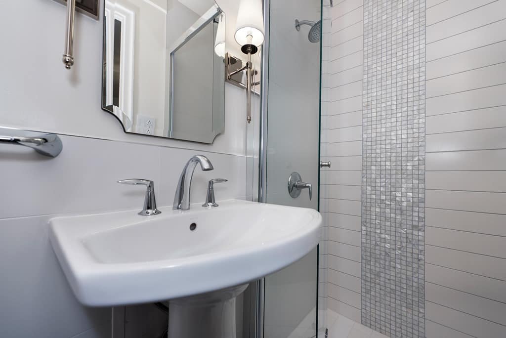 modern bathroom with walk in shower