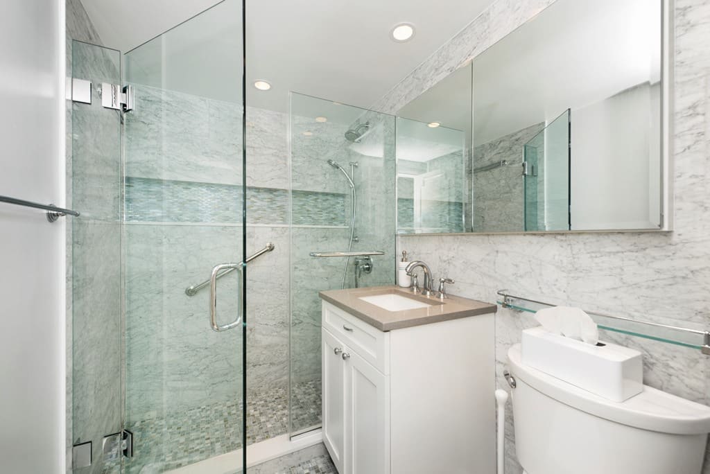 walk in shower with glass door