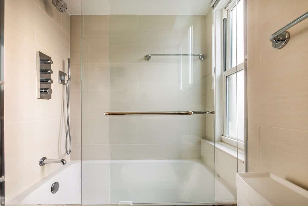 walk in shower with glass door