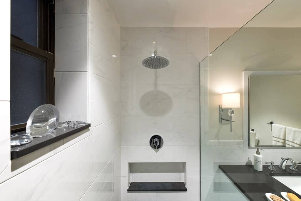 elegant bathroom with walk in shower