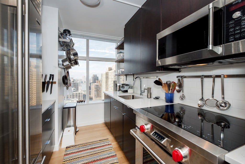 kitchen with black cabinets