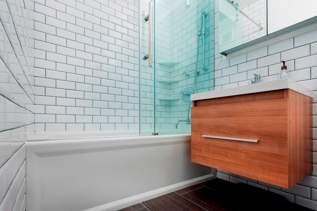 bathroom combined with bathtub and standing shower