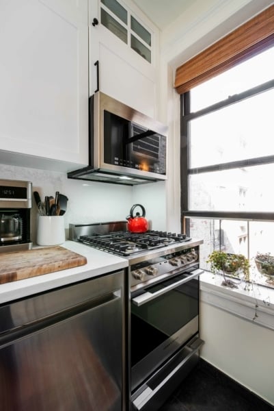 kitchen with dark color elements