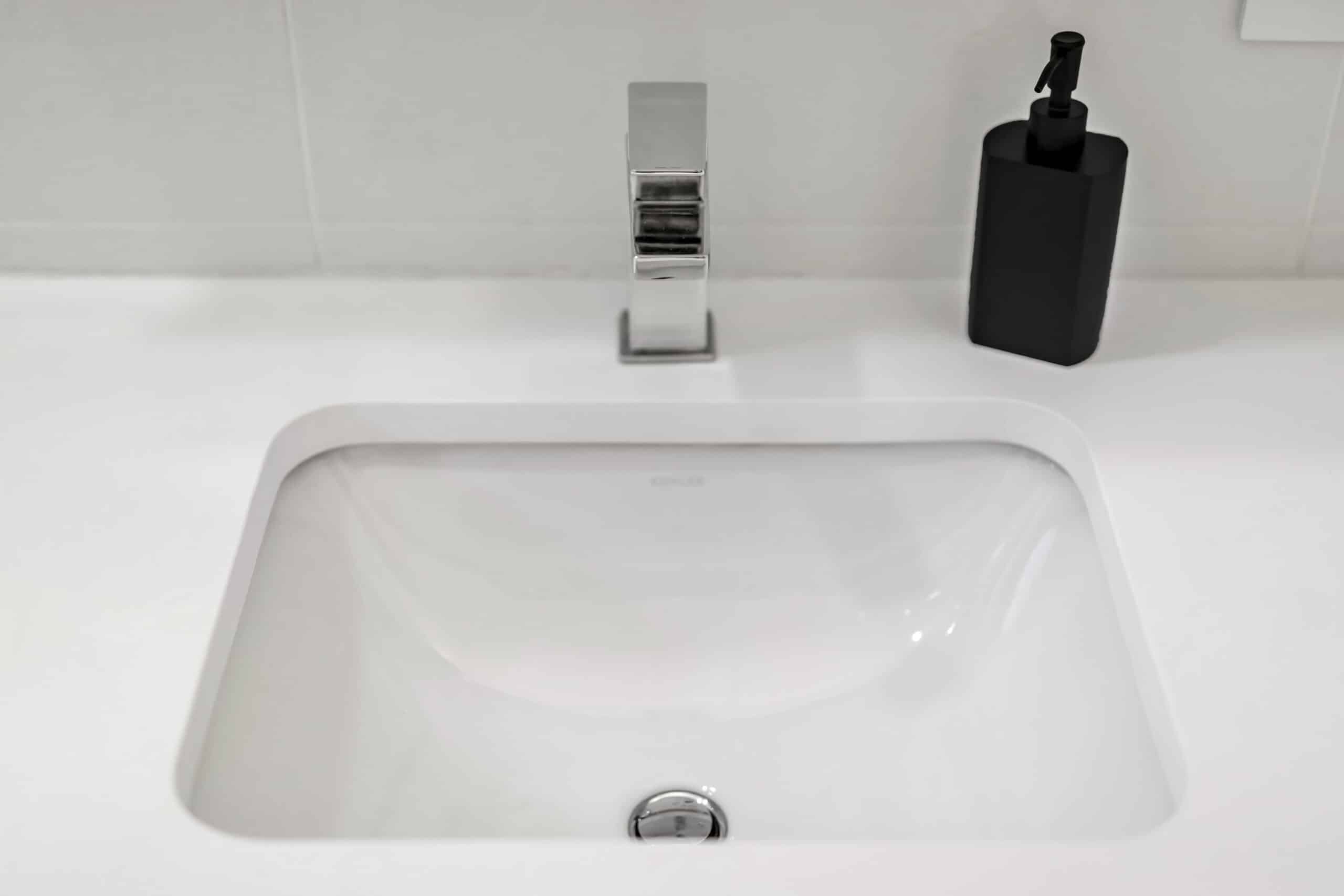 Spout on bathroom basin
