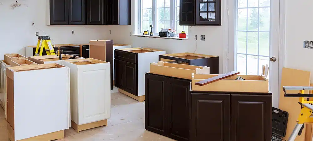 remove existing cabinets