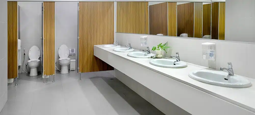 navigate the space in commercial bathroom