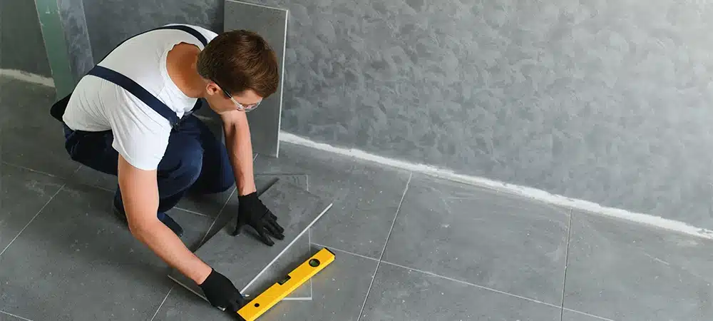 tiles installation on bathroom