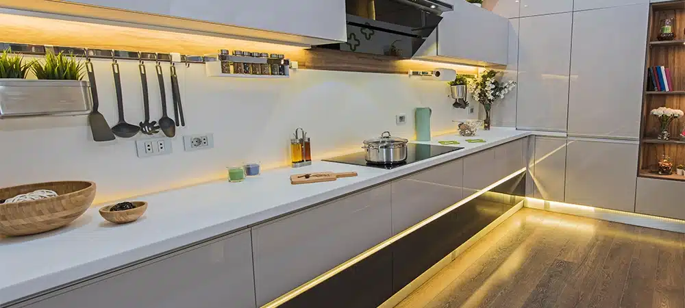 led strips on kitchen