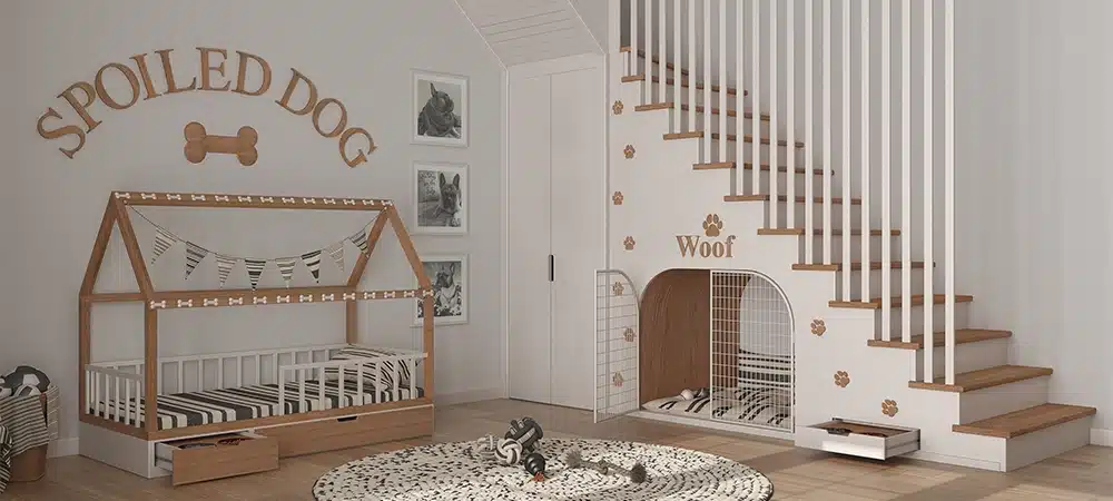 space for pet nooks below stairs