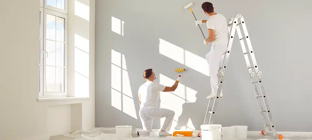 labor painting on living area