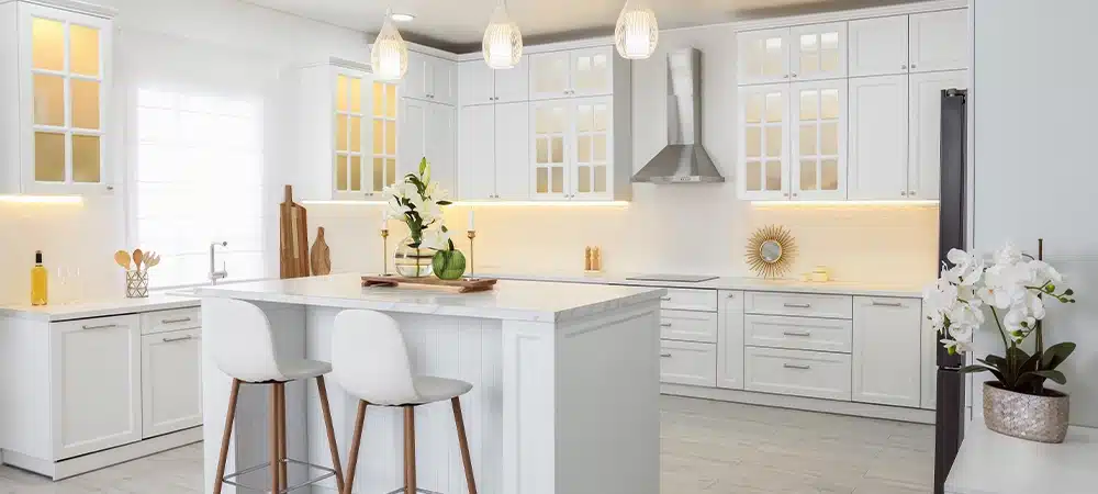 luxury kitchen interior with new stylish furniture