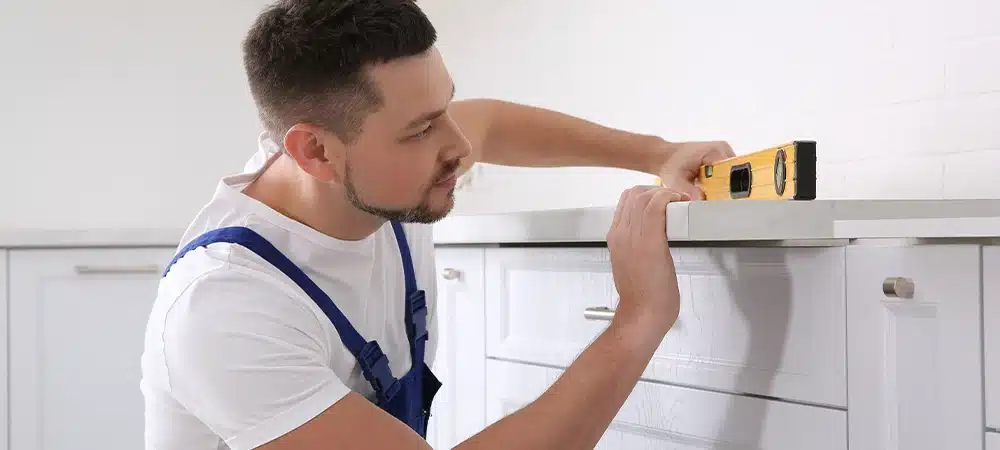 labor installing marbel countertop in kitchen