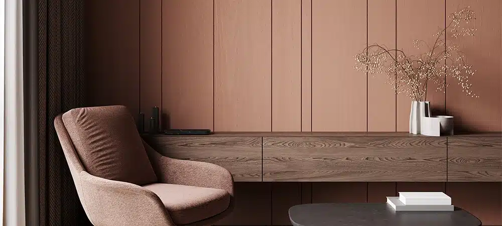 home office chocolate colors trendy mocha mousse 2025