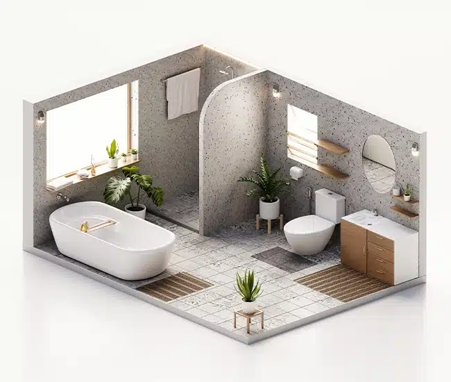 Bathroom Open Inside Interior Architecture 3d Rendering
