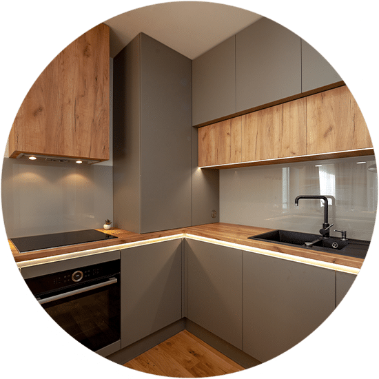 Beautiful Grey Modern Kitchen In A Luxury Apartment