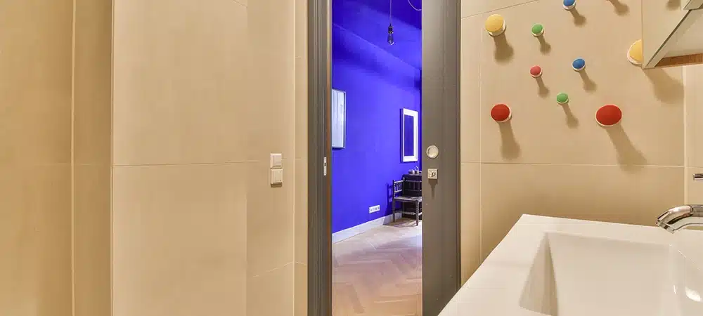 Bright and stylish bathroom in luxury modern house