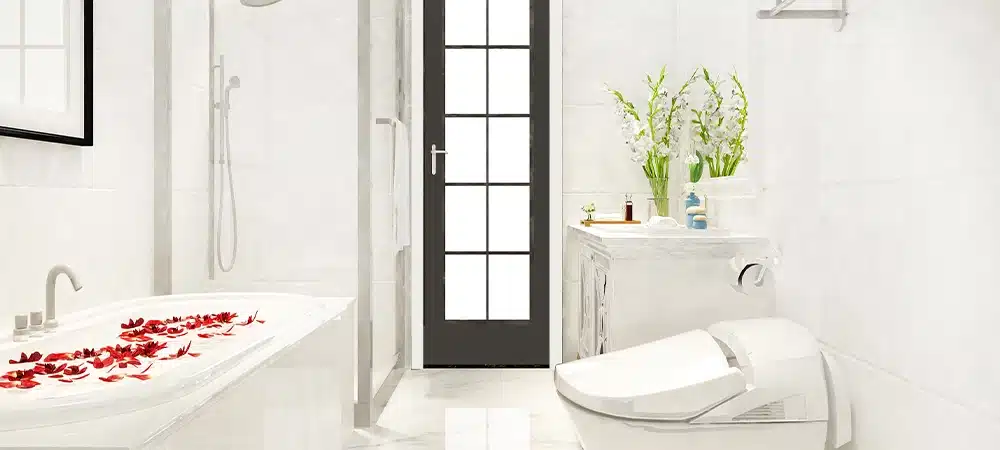 modern design and marble tile toilet and bathroom