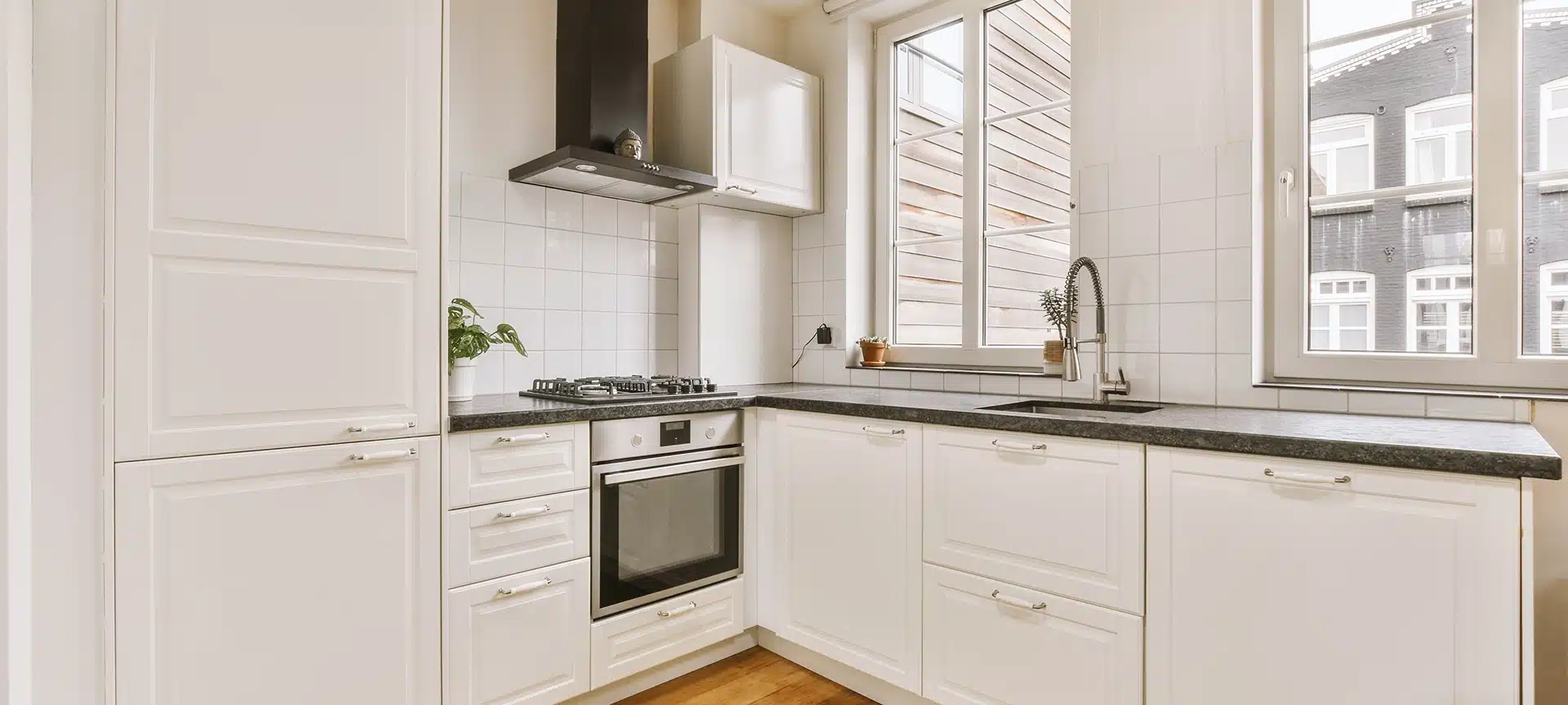 Modern furniture in light home kitchen