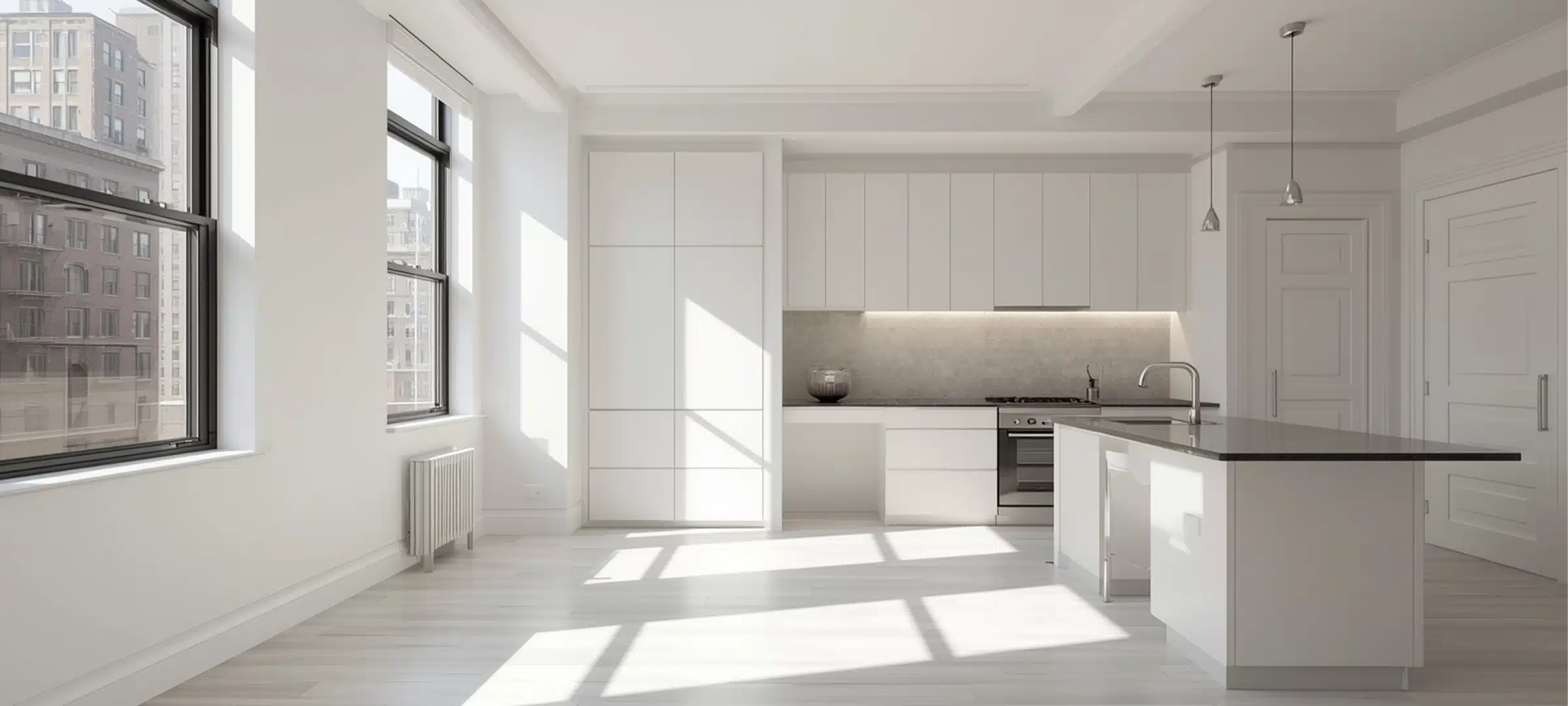 Bright, fully renovated NYC apartment interior showing clean finishes and functional layout &ndash; nyc-apartment-renovation-after