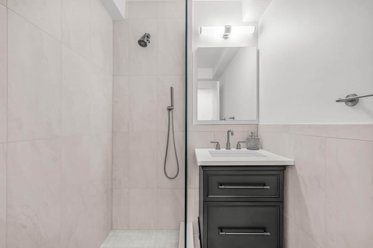 Renovated bathroom at 220 Madison Avenue