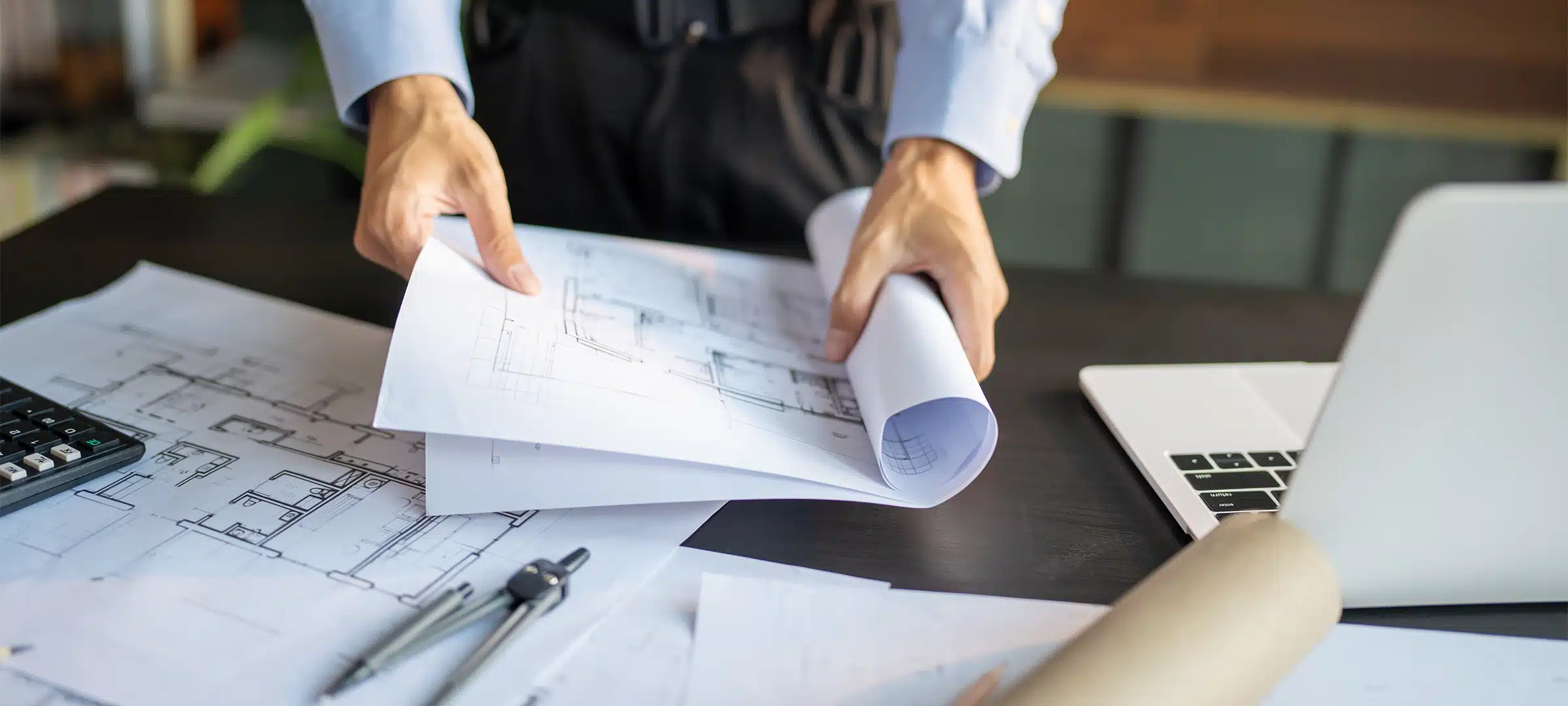 Architecture Man drawing on architectural Creative project business architecture building construction Industrial engineering Achievement Planning.