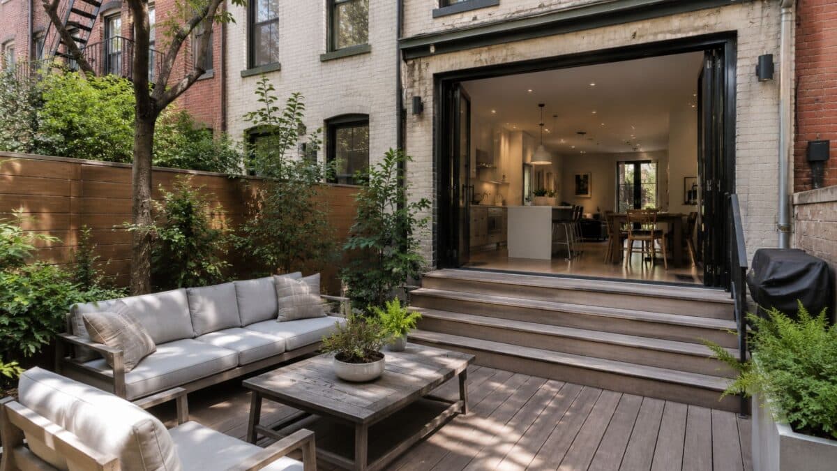 NYC Townhouse Backyard Extensions with custom outdoor living space