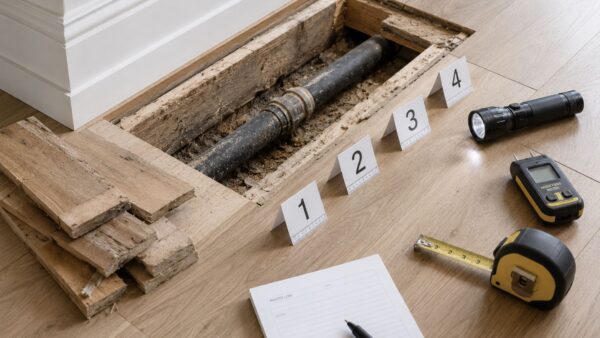 Unexpected condition uncovered and documented during a Manhattan apartment renovation before additional work proceeds.